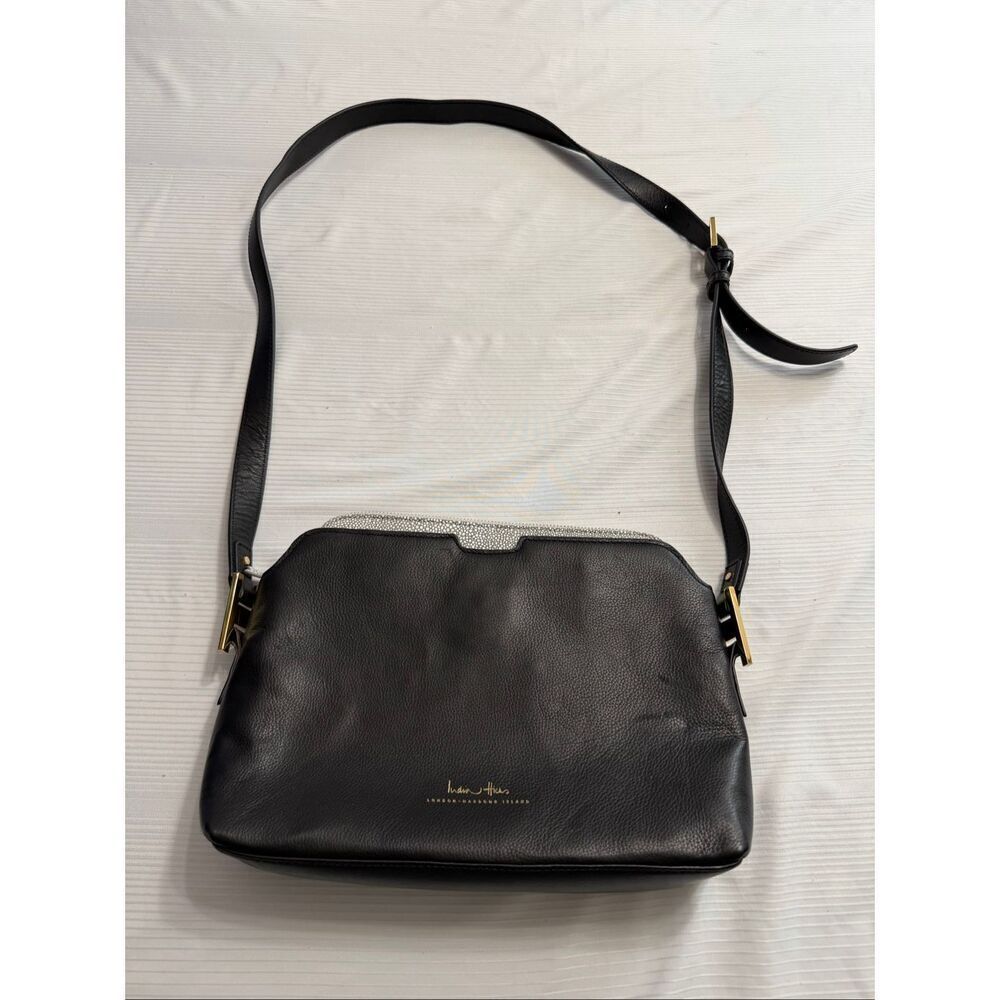 India Hicks Maddison May Black Leather Purse Handbag Shoulder Bag